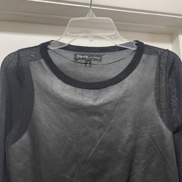 Elizabeth and James Black Lamb Leather Knit Top EUC - Picture 3 of 9